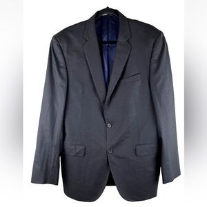 David Donahue 42L Black Wool Blazer Jacket Notch Lapel 2 Button Closure Super150